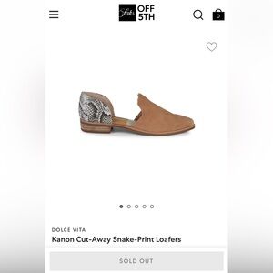 Dolce Vida Sz 9.5 Tan Kanon Cut-Away Snake Print Loafers